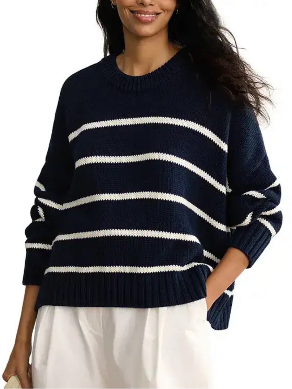 Jenni Kayne Chloe Navy and Cream Striped Sweater - Picture 2 of 8